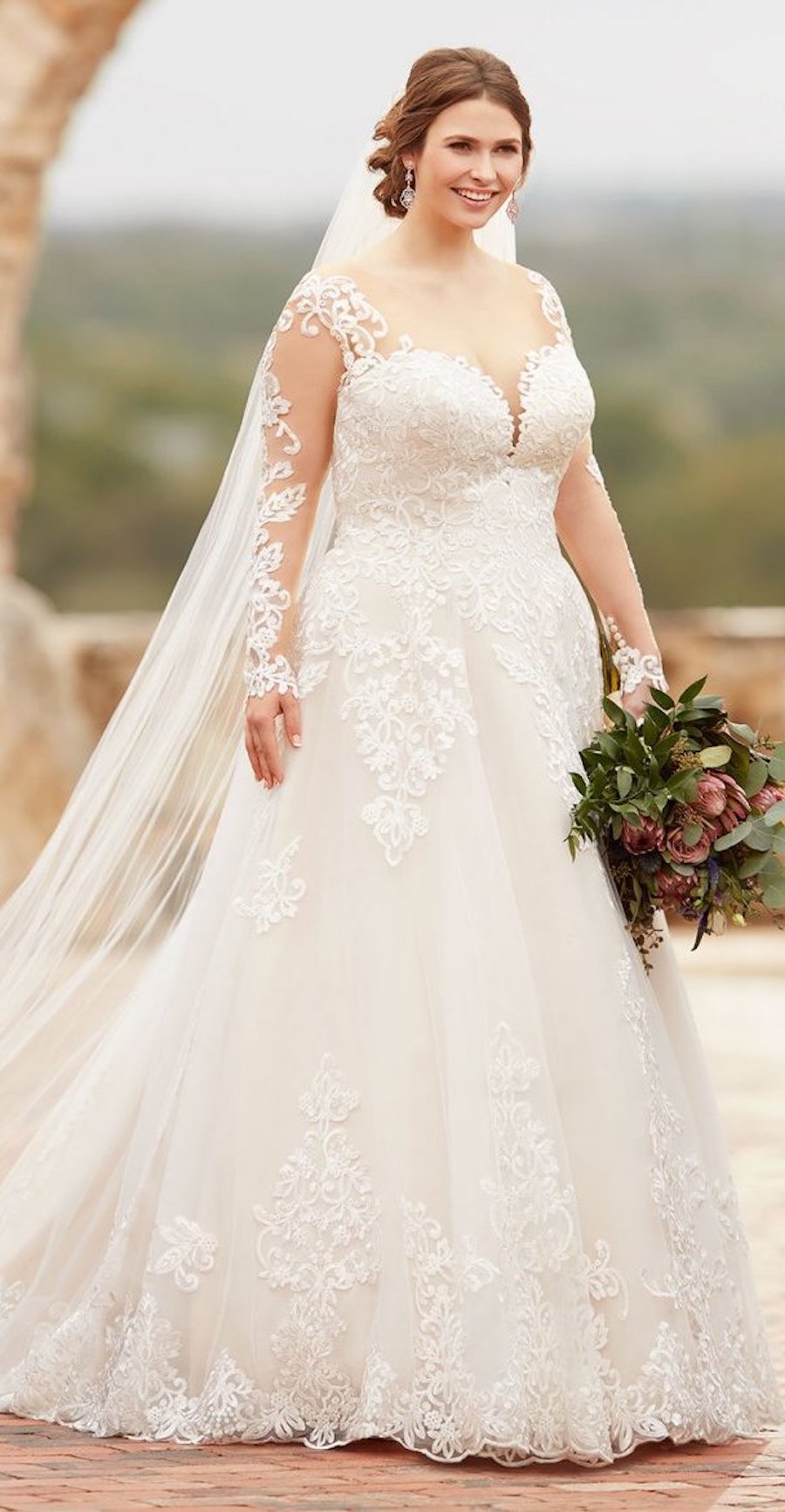 Plus Size long sleeves wedding-dress by Essense of Australia